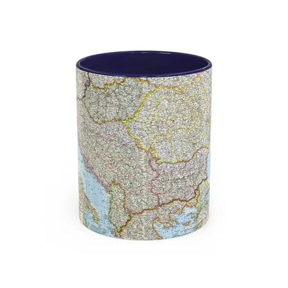 Europe - The Balkans (1962) (Map) Accent Coffee Mug 11oz Navy - Go Mug Yourself