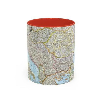 Europe - The Balkans (1962) (Map) Accent Coffee Mug 11oz Red - Go Mug Yourself