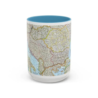 Europe - The Balkans (1962) (Map) Accent Coffee Mug 15oz Light Blue - Go Mug Yourself