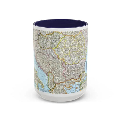 Europe - The Balkans (1962) (Map) Accent Coffee Mug 15oz Navy - Go Mug Yourself
