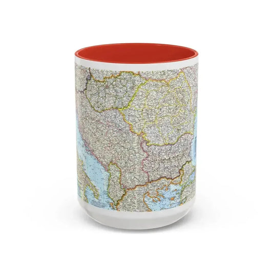 Europe - The Balkans (1962) (Map) Accent Coffee Mug 15oz Red - Go Mug Yourself