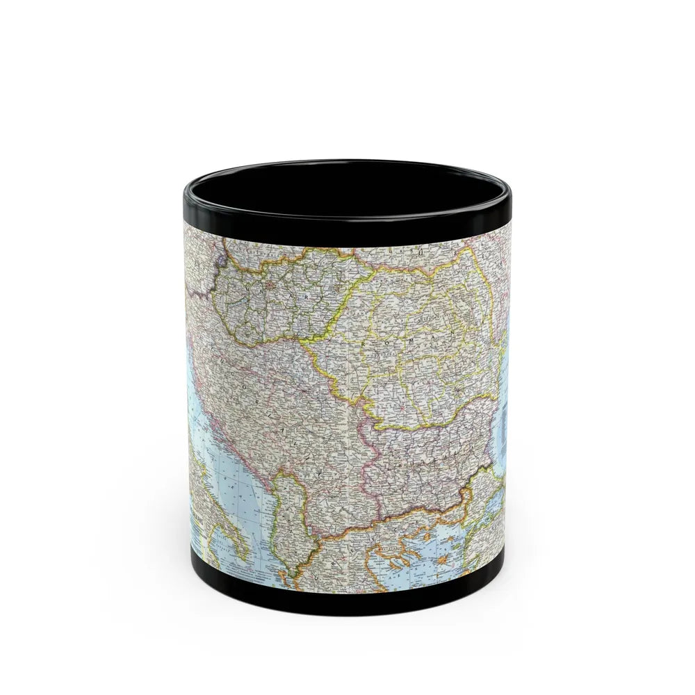 Europe - The Balkans (1962) (Map) Black Coffee Mug-11oz-Go Mug Yourself