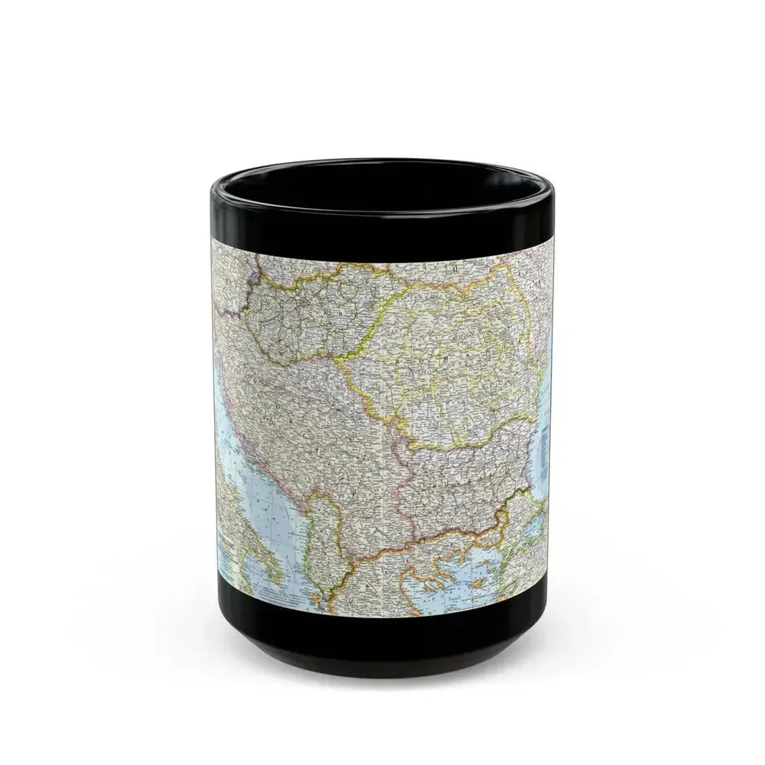 Europe - The Balkans (1962) (Map) Black Coffee Mug 15oz - Go Mug Yourself