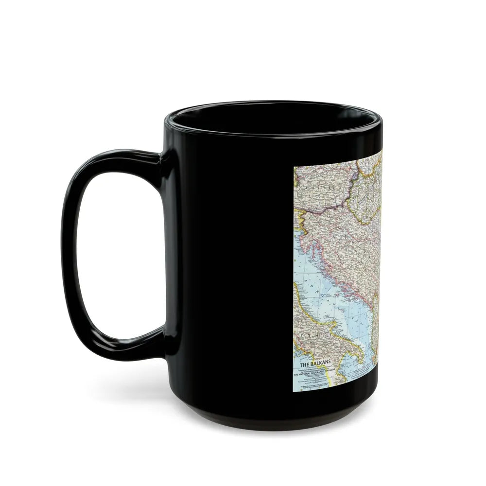 Europe - The Balkans (1962) (Map) Black Coffee Mug-Go Mug Yourself