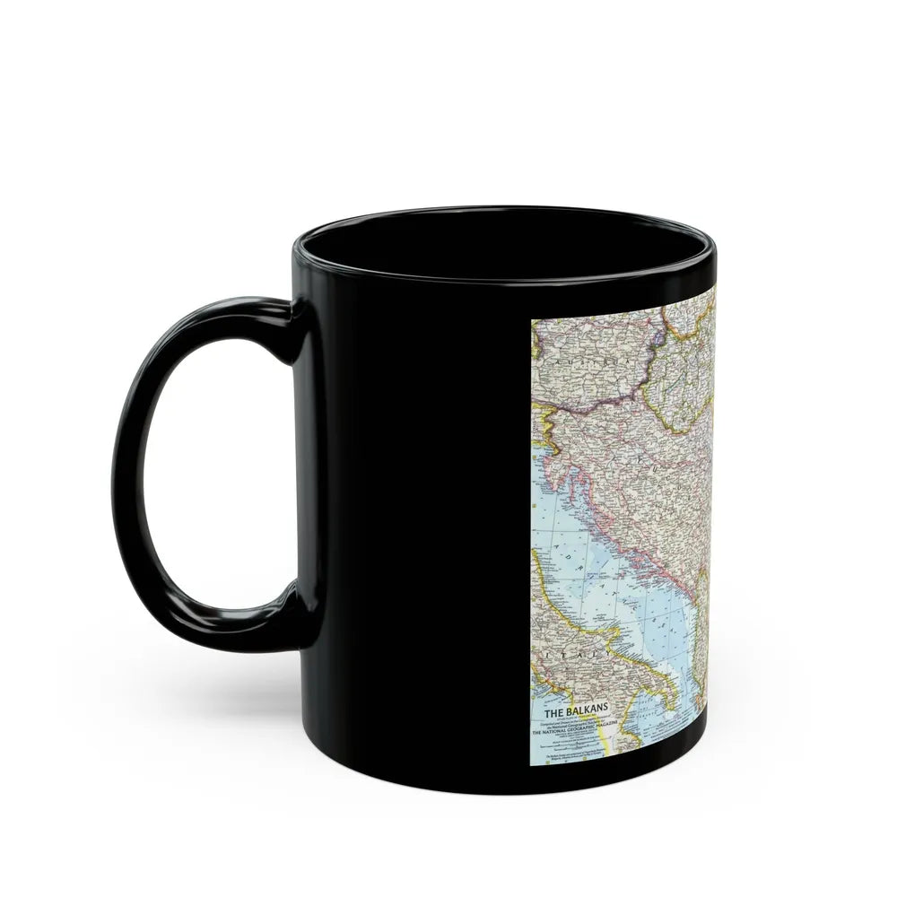 Europe - The Balkans (1962) (Map) Black Coffee Mug-Go Mug Yourself