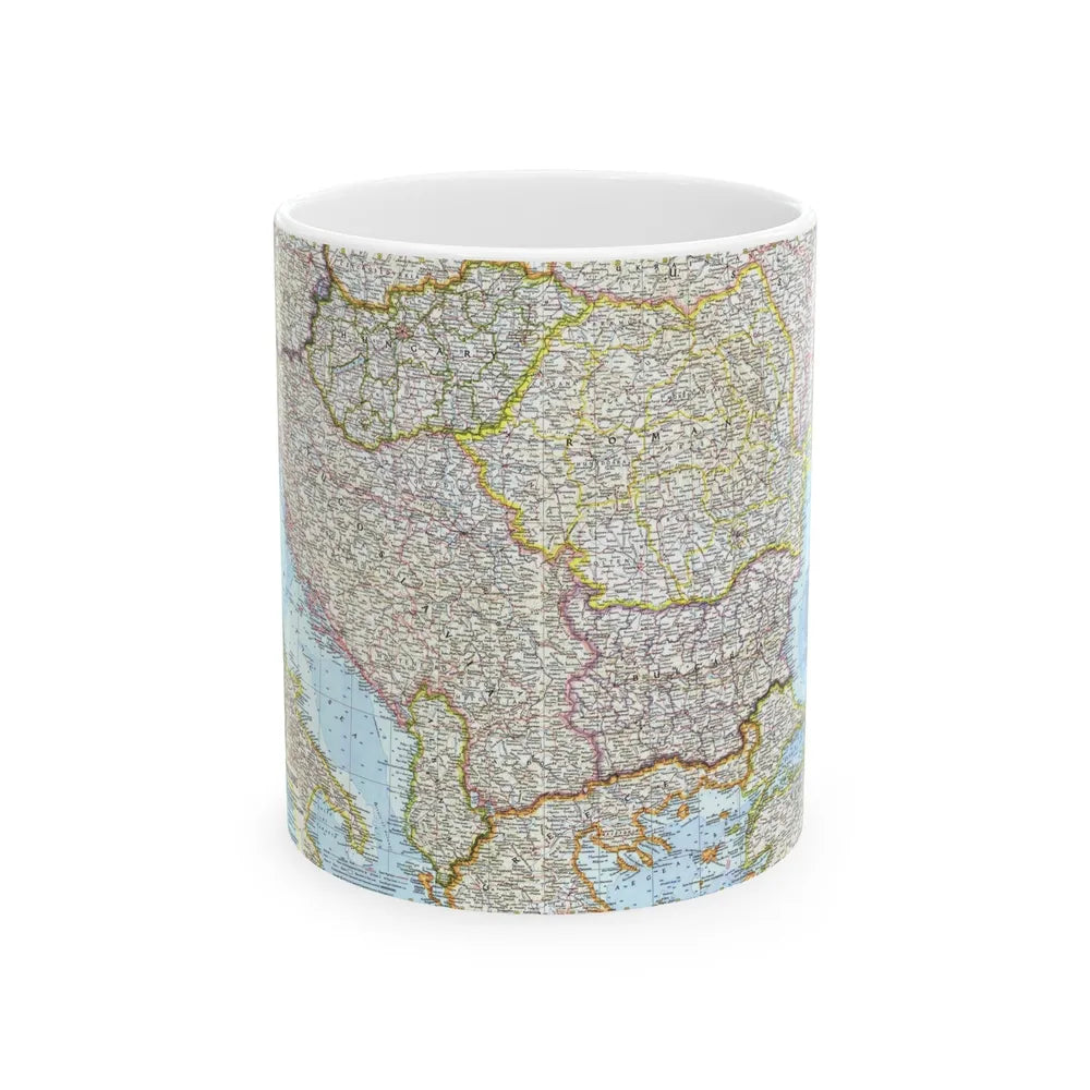 Europe - The Balkans (1962) (Map) White Coffee Mug-11oz-Go Mug Yourself