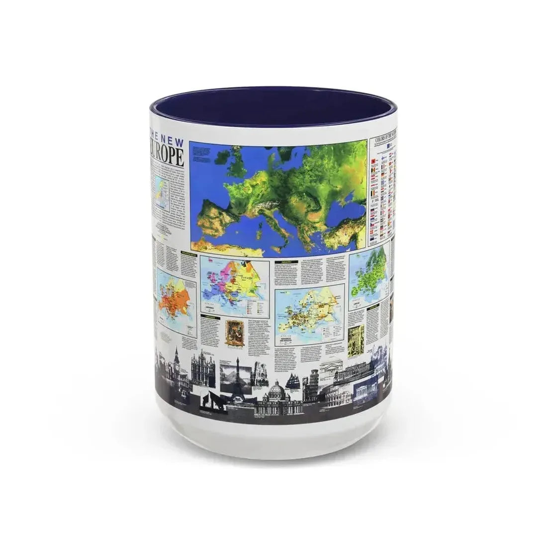 Europe, The New (1992) (Map) Accent Coffee Mug 15oz Navy - Go Mug Yourself