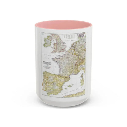 Europe, Western (1950) (Map) Accent Coffee Mug 15oz Pink - Go Mug Yourself