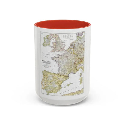 Europe, Western (1950) (Map) Accent Coffee Mug 15oz Red - Go Mug Yourself