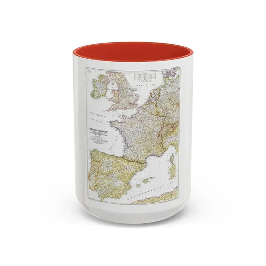 Europe, Western (1950) (Map) Accent Coffee Mug 15oz Red - Go Mug Yourself