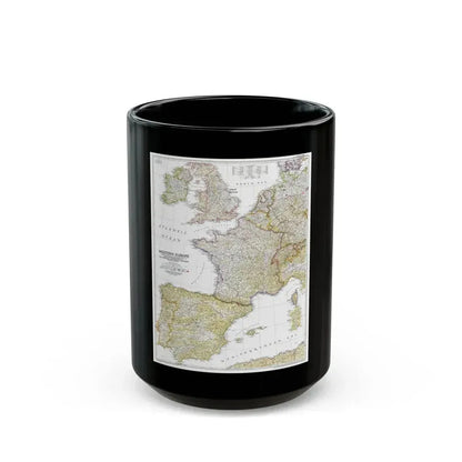 Europe, Western (1950) (Map) Black Coffee Mug 15oz - Go Mug Yourself