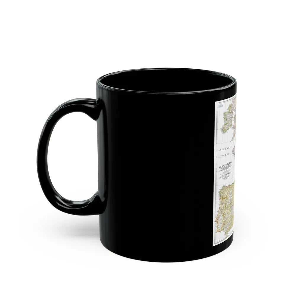 Europe, Western (1950) (Map) Black Coffee Mug-Go Mug Yourself