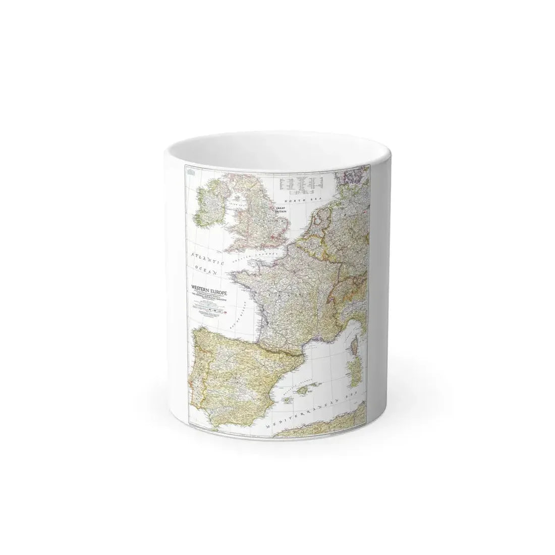 Europe, Western (1950) (Map) Color Changing Mug 11oz Default Title 11oz - Go Mug Yourself