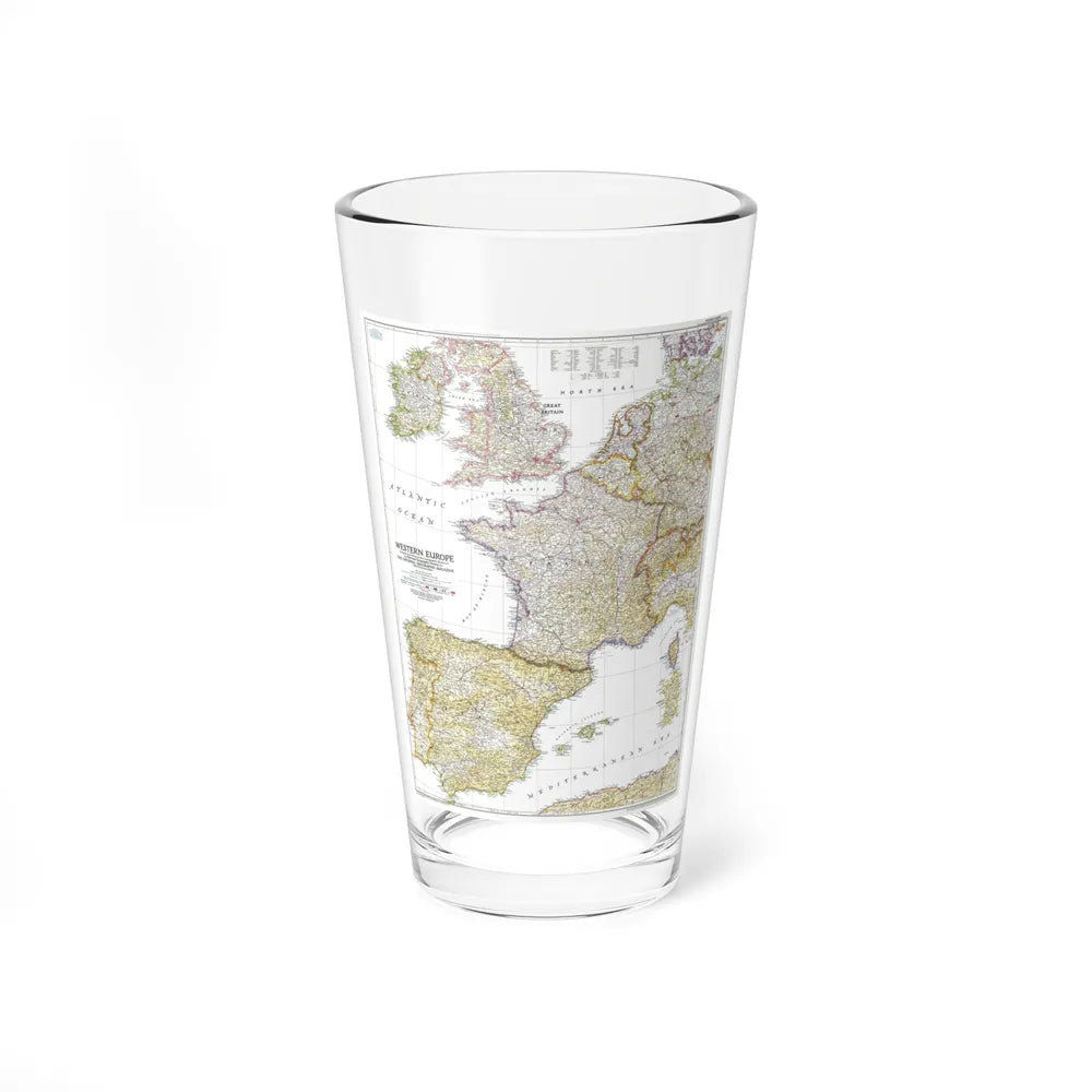 Europe, Western (1950) (Map) Pint Glass 16oz-16oz-Go Mug Yourself