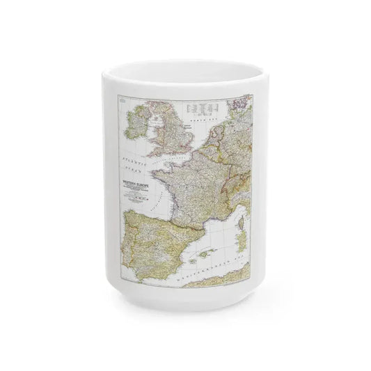 Europe, Western (1950) (Map) White Coffee Mug 15oz - Go Mug Yourself