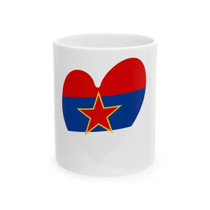 Eurovision Song Contest heart Montenegro white 1946-1993 and Serbia white 1947-1992 (Montenegro) White Coffee Mug 11oz - Go Mug Yourself