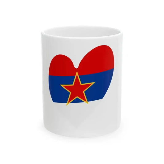 Eurovision Song Contest heart Montenegro white 1946-1993 and Serbia white 1947-1992 (Montenegro) White Coffee Mug 11oz - Go Mug Yourself