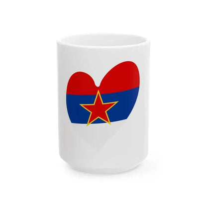 Eurovision Song Contest heart Montenegro white 1946-1993 and Serbia white 1947-1992 (Montenegro) White Coffee Mug 15oz - Go Mug Yourself