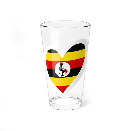 Eurovision Song Contest heart Uganda white (Uganda) Pint Glass 16oz 16oz - Go Mug Yourself