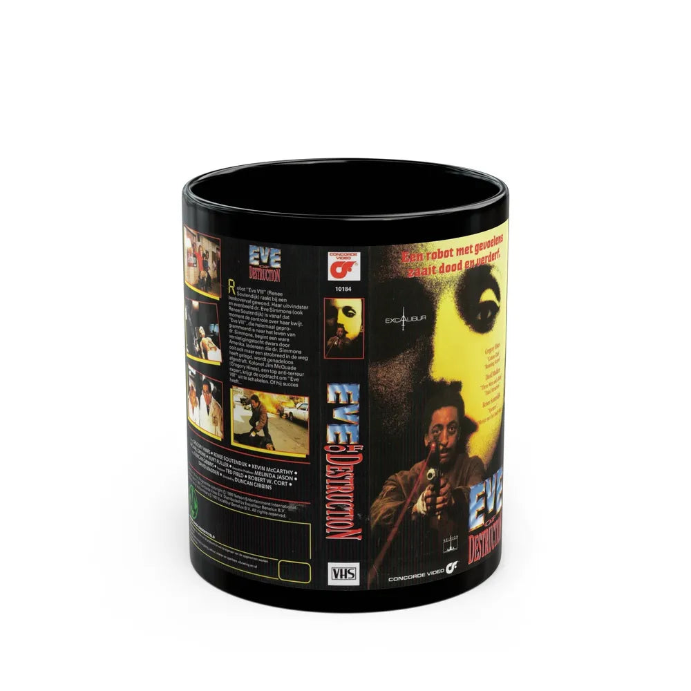 EVE OF DESTRUCTION EXCALIBUR (VHS COVER) - Black Coffee Mug-11oz-Go Mug Yourself