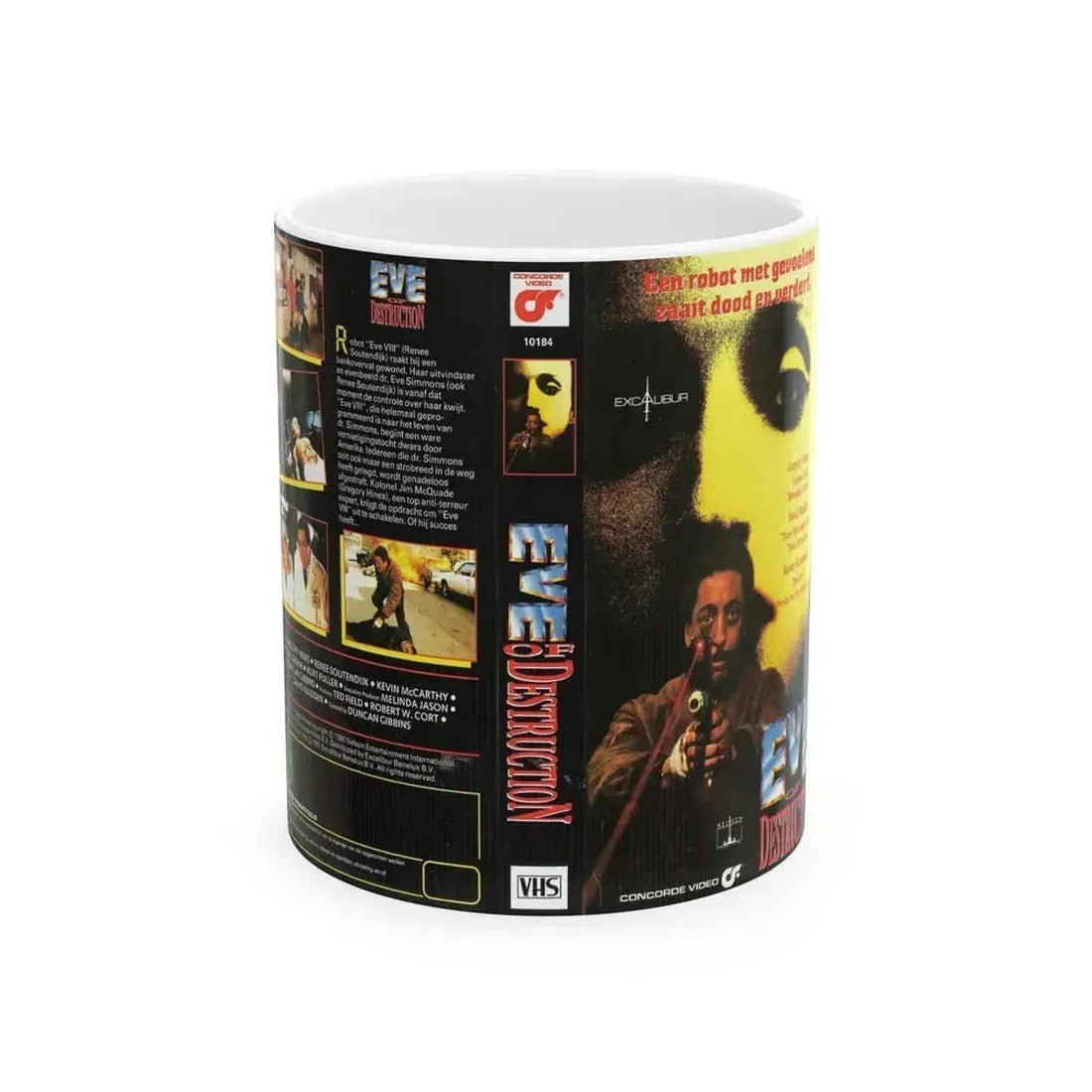 EVE OF DESTRUCTION EXCALIBUR (VHS COVER) - White Coffee Mug 11oz - Go Mug Yourself