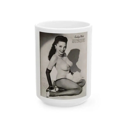 Evelyn West #21 - (Vintage Female Icon) White Coffee Mug 15oz - Go Mug Yourself