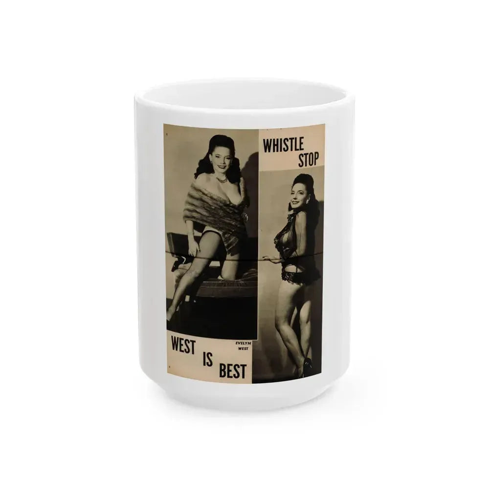 Evelyn West #25 - (Vintage Female Icon) White Coffee Mug 15oz - Go Mug Yourself