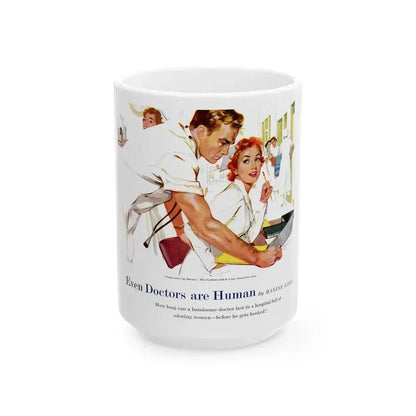 Even Doctors Are Human, Saturday Evening Post, April 3, 1954 - White Coffee Mug 15oz - Go Mug Yourself