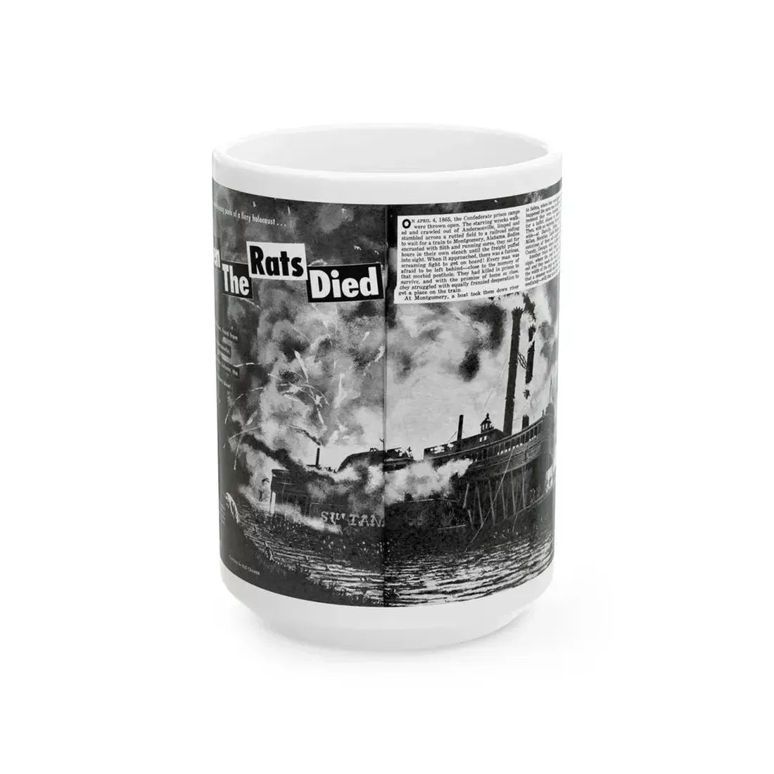 Even The Rats Died, Real Men magazine, December 1958 - White Coffee Mug 15oz - Go Mug Yourself