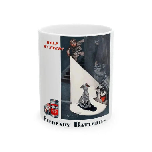 Eveready Batteries advertisement - White Coffee Mug 11oz - Go Mug Yourself