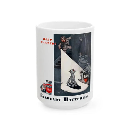 Eveready Batteries advertisement - White Coffee Mug 15oz - Go Mug Yourself