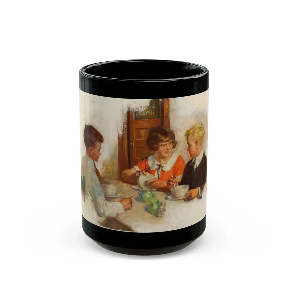 Every Boy and Girl Needs a Hot Breakfast, Cream of Wheat advertisement, March 6, 1926 - Black Coffee Mug 15oz - Go Mug Yourself