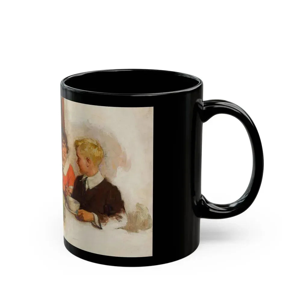 Every Boy and Girl Needs a Hot Breakfast, Cream of Wheat advertisement, March 6, 1926 - Black Coffee Mug - Go Mug Yourself
