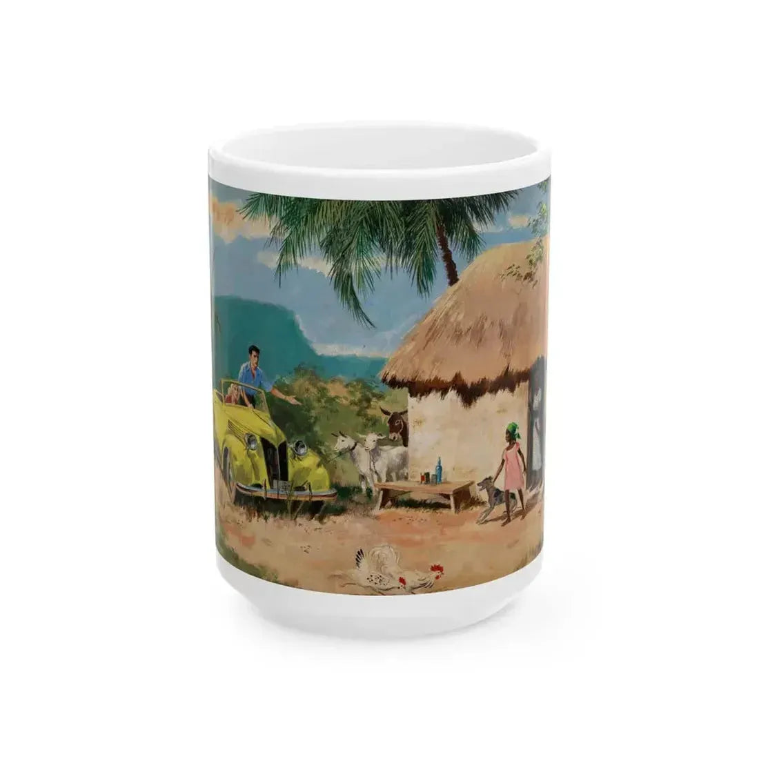 Everything Happens..,The Saturday Evening Post interior illustration - White Coffee Mug 15oz - Go Mug Yourself