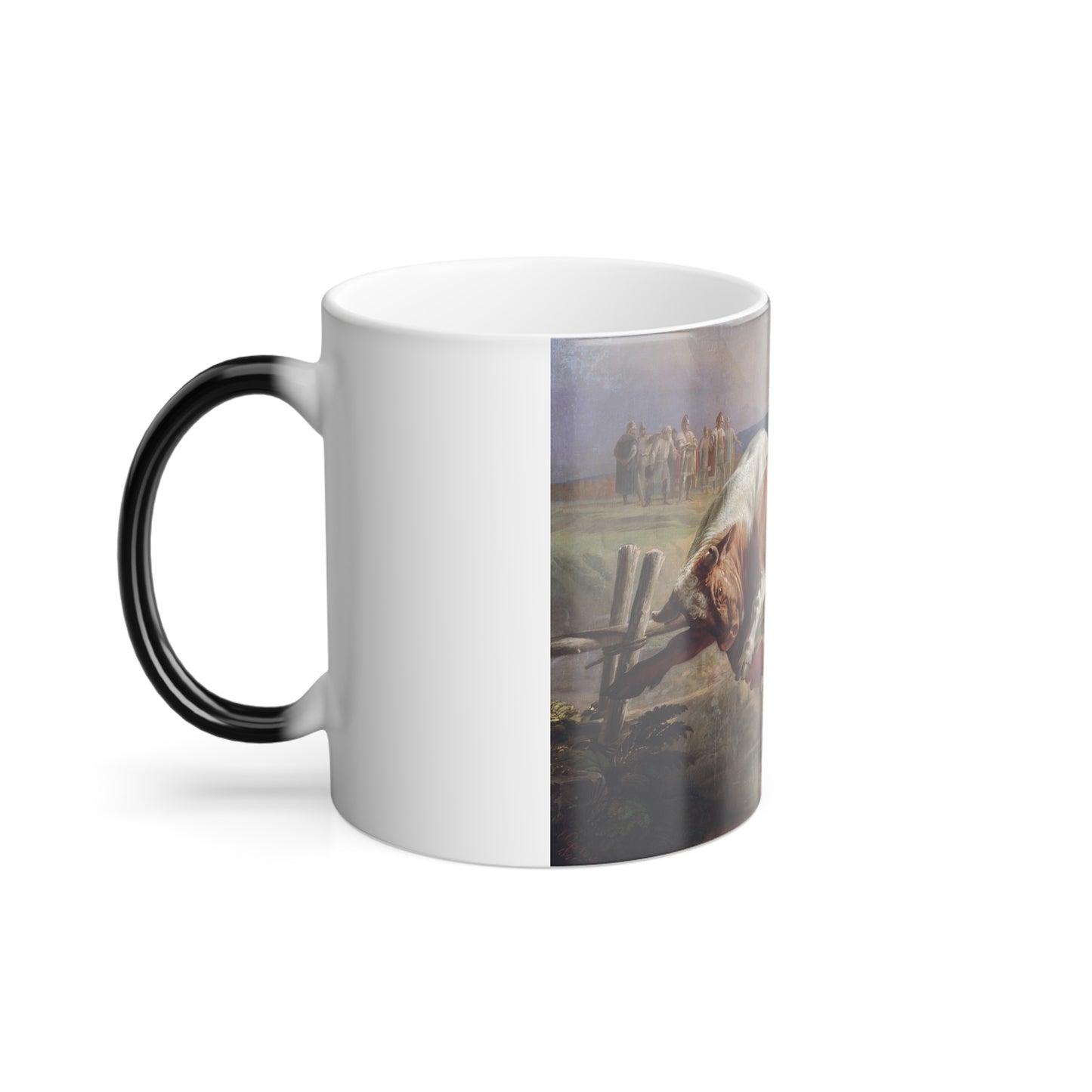 Evgraf Semenovich Sorokin (1821-1892) Ivan Usmovets Stopping an Angry Bull - 1849 - Color Changing Mug 11oz-Go Mug Yourself