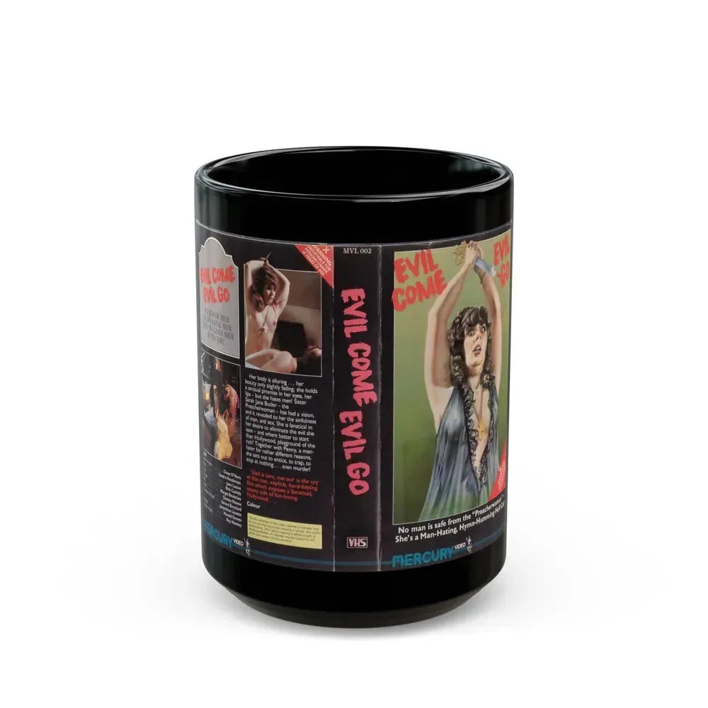 EVIL COME EVIL GO MERCURY (VHS COVER) - Black Coffee Mug 15oz - Go Mug Yourself