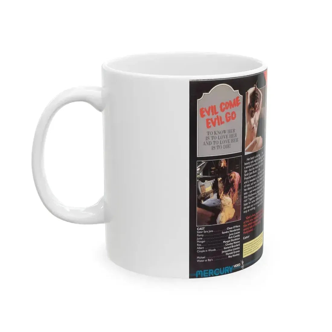 EVIL COME EVIL GO MERCURY (VHS COVER) - White Coffee Mug - Go Mug Yourself