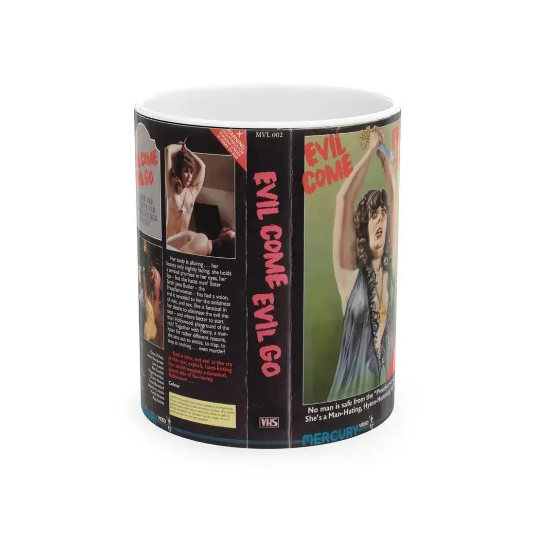 EVIL COME EVIL GO (VHS COVER) - White Coffee Mug 11oz - Go Mug Yourself