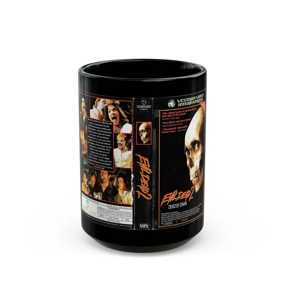 EVIL DEAD 2 SWEDISH (VHS COVER) - Black Coffee Mug-15oz-Go Mug Yourself