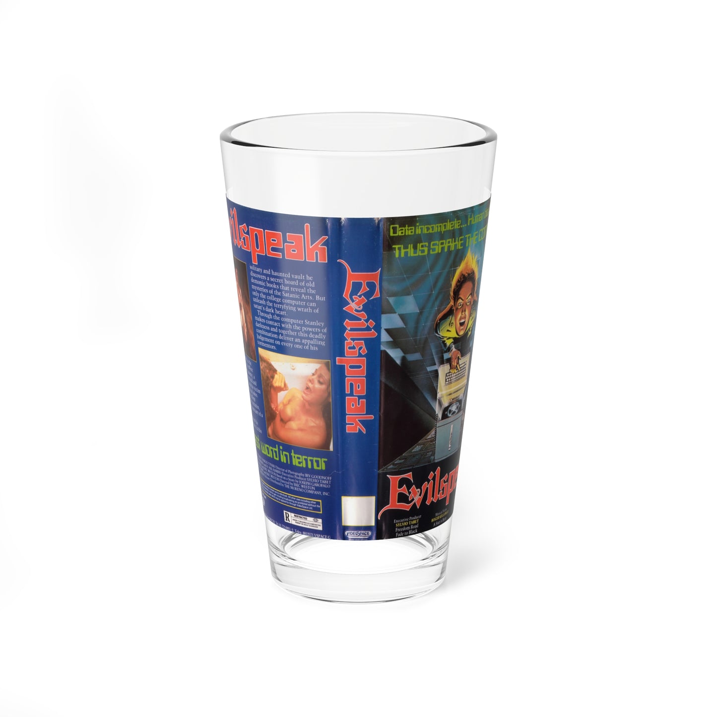 EVILSPEAK VERSION2 (VHS COVER) Pint Glass 16oz-16oz-Go Mug Yourself