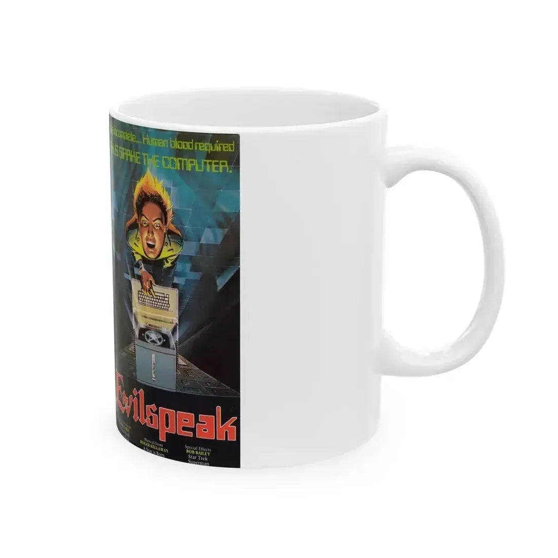 EVILSPEAK VIDEOSPACE (VHS COVER) - White Coffee Mug - Go Mug Yourself
