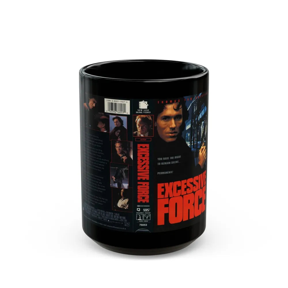 EXCESSIVE FORCE (VHS COVER) - Black Coffee Mug-15oz-Go Mug Yourself