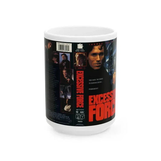 EXCESSIVE FORCE (VHS COVER) - White Coffee Mug 15oz - Go Mug Yourself
