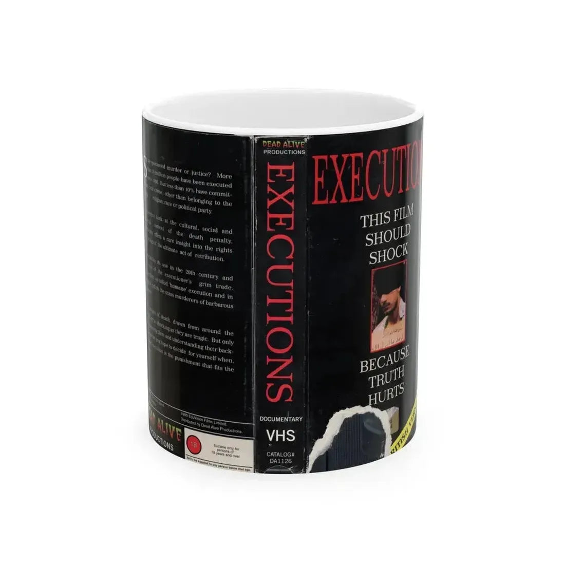 EXECUTIONS THIS FILM SHOULD SHOCK (VHS COVER) - White Coffee Mug 11oz - Go Mug Yourself