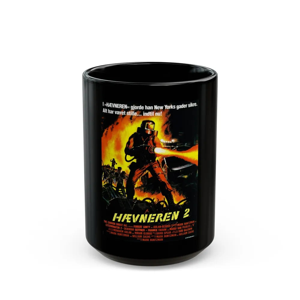 EXTERMINATOR II (DANISH) 1984 Movie Poster - Black Coffee Mug-15oz-Go Mug Yourself