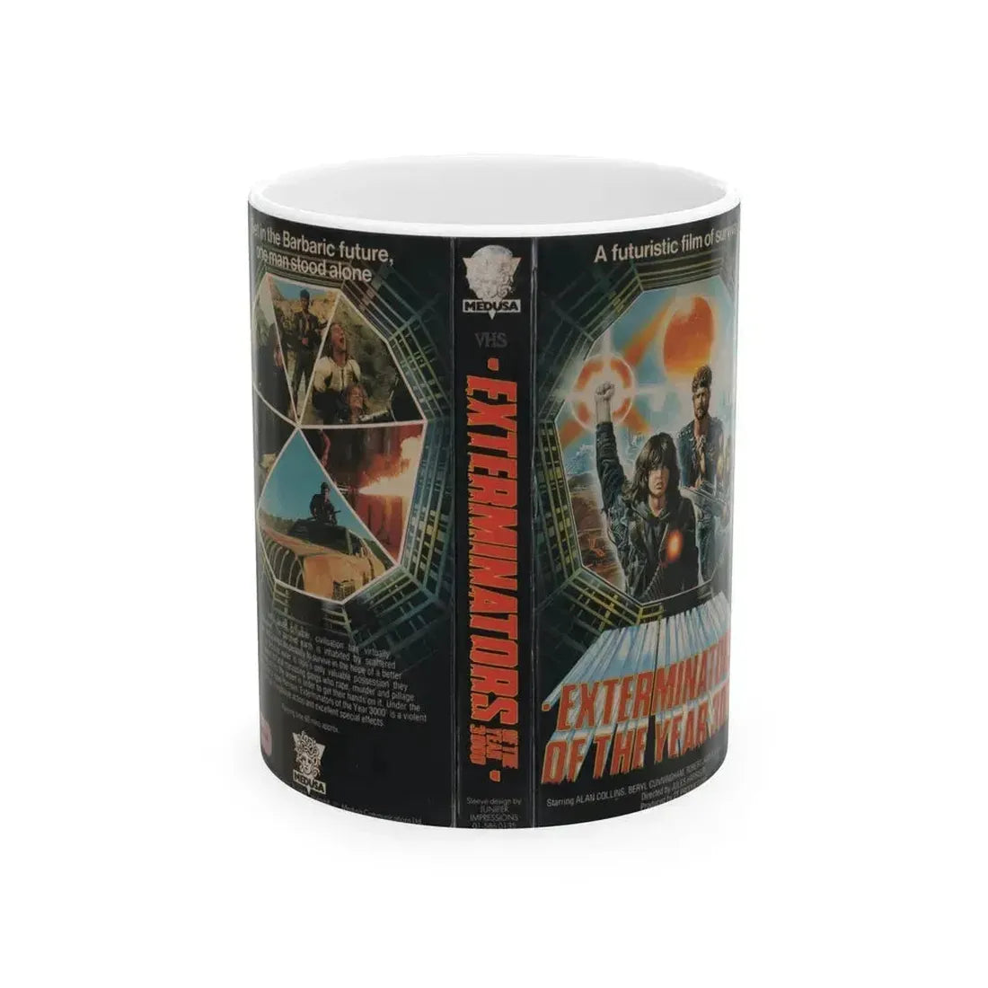EXTERMINATORS OF THE YEAR 3000 (VHS COVER) - White Coffee Mug 11oz - Go Mug Yourself
