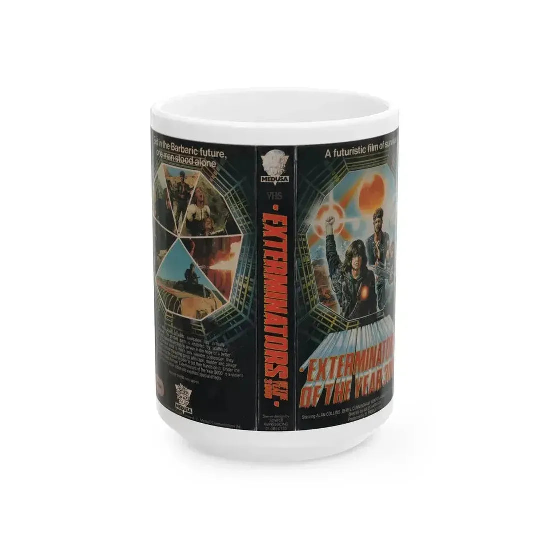 EXTERMINATORS OF THE YEAR 3000 (VHS COVER) - White Coffee Mug 15oz - Go Mug Yourself