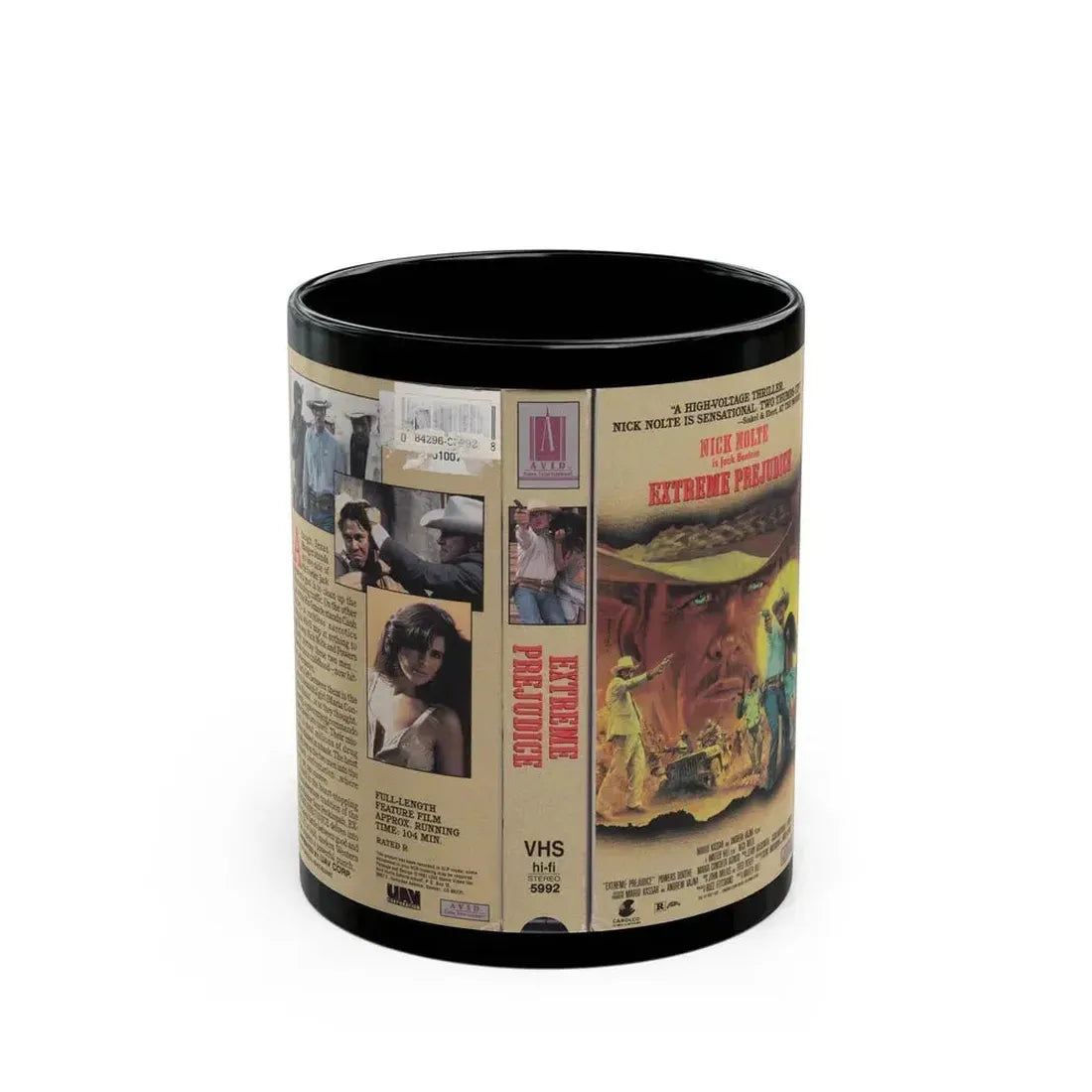 EXTREME PREJUDICE NICK NOLTE (VHS COVER) - Black Coffee Mug 11oz - Go Mug Yourself