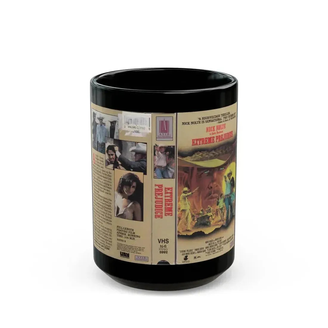 EXTREME PREJUDICE NICK NOLTE (VHS COVER) - Black Coffee Mug 15oz - Go Mug Yourself