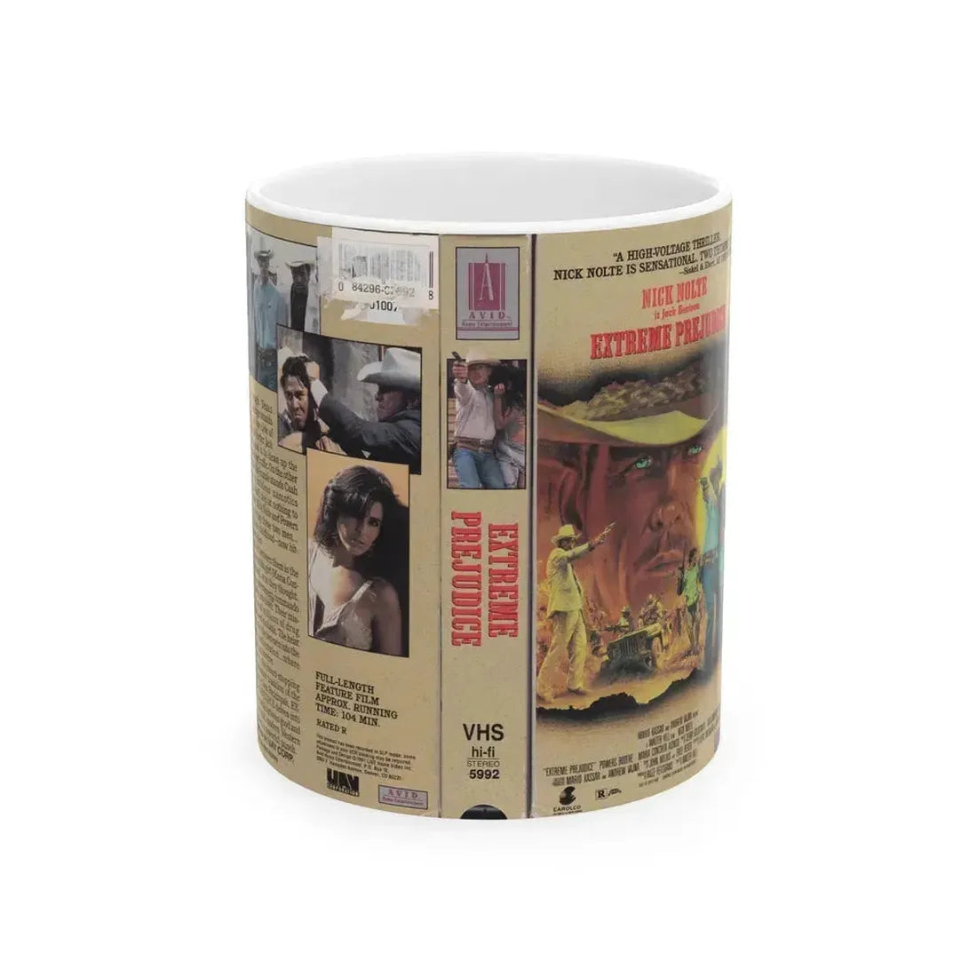 EXTREME PREJUDICE NICK NOLTE (VHS COVER) - White Coffee Mug 11oz - Go Mug Yourself